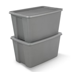 6 Pack Sterilite 30 Gallon Extra Large Storage Tote Snap-On Lid Gray Plastic Bin