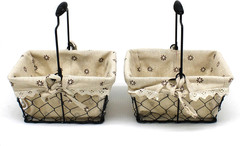 Set of 2 Rustic Chicken Wire Gift Baskets with Fabric Liner and Handle
