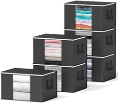 6 Pack 90L Clothing Storage Bags, Heavy Duty Closet & Moving Storage Black