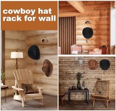 Walnut Wood Cowboy Hat Rack for Wall, 2-Pack | Retro Western Hat Holder with Wid