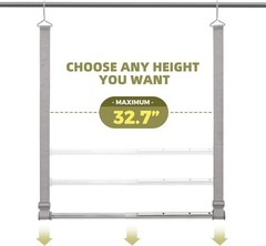 Hanging Closet Rod, 17-28In Width and Up to 32In Height Closet Extender, Doub…