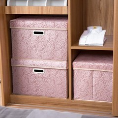 Large Collapsible Storage Bin with Lid 17.7″, Fabric Cube Organizer