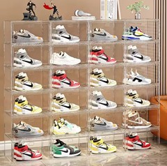 2Pcs Clear Acrylic Stackable Shoe Boxes for Premium Sneaker Display and Storage