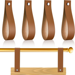 4 Pcs Faux Leather Sign Straps for Hanging Sign Faux Leather Curtain Rod Holder