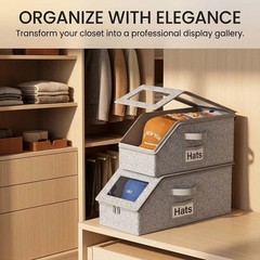 2 PCS Stackable Hat Storage for Baseball Caps, Holds up to 24 Caps Hat Organizer