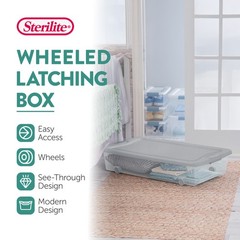 Sterilite 56 Qt Wheeled Under Bed Storage Container, Plastic Bin, Silver, 8 Pack