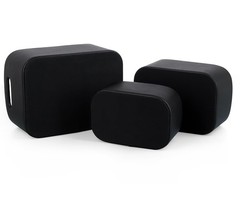 Faux Leather Storage Baskets Bins Velvet Lining Gifts 3 PCS Black