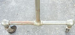 ANTIQUE ART DECO INDUSTRIAL GARMENT CLOTHING IRON & BRASS RACK