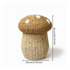 Spore Cap Design Basket with Lid Handwoven Spore Cap Design Storage Basket