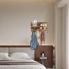 Eryvik Key Holder Wall Mount | Solid Wood Organizer | 8 Hooks