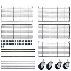 5-Tier Storage Wire Unit Rack Large Space Shelves Rolling with 4 Wheels Casters