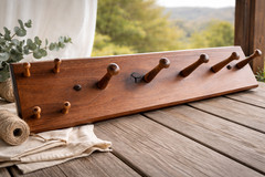 hand hand walnut coat and key rack