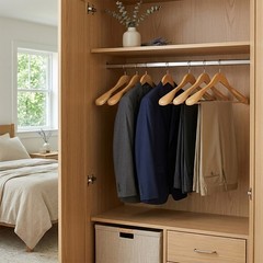 24 Pack Premium Wide Shoulder Wooden Suit Hangers with Anti-Slip Bar for Coats