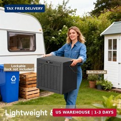30 Gallon Outdoor Deck Box, Lockable Waterproof Outdoor Storage Boxes For Garden