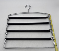 Metal Chrome Swing Arm 4 Tier Flat Space Saver Pants Closet Hangers LOT-OF-2