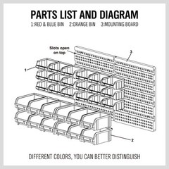 Wall Mounted Storage Bins Parts Rack 30 Bin Organizer Garage Plastic Shop Tool