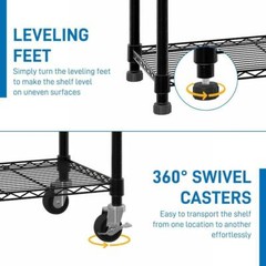 Heavy Duty 6 Tiers Storage Shelves Metal Shelf Wire Shelving Unit with Wheels