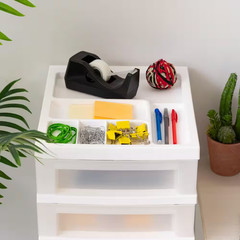 6 Drawer Storage Cart with Organizer Top, White and Pearl (14.25 In. L X 12.05 I