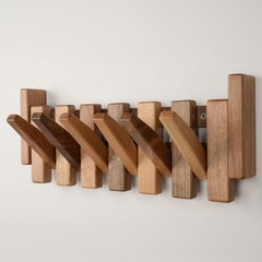 TEXAS BEST GIFT Solid Walnut Piano Key Coat Rack – 6-Hook Wall-Mounted Flip H…
