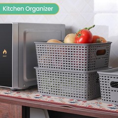 Plastic Storage Baskets with Lid-Plastic Storage Containers Stackable Storage…