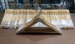 Premium Natural Wood Coat/Suit Hangers with Non-Slip Pants Bar (Lot of 83)