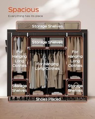 Portable Closet, 66.9 Inch Large Capacity Wardrobe 66.9″L x 17.7″W x 70.9″H