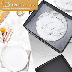 Stackable Platter Storage Case, Hard Shell Plate Containers with Dividers, 2-Pac