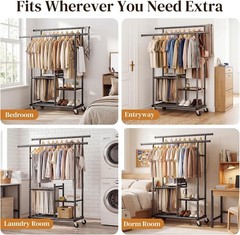 HOKEEPER Heavy Duty Clothes Rack 400 lbs Capacity, Rolling Garment Rack Black