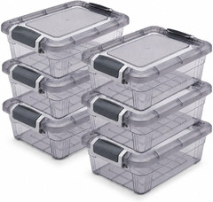 Mini Storage Bins with Lids – 1.25 Quart, Set of 6, Tinted, Made in EU