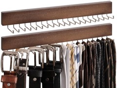 StorageWorks Tie Rack 14.25 inches x 1.5 inches, Walnut Color (With 20 Hooks)