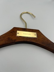 Tom Ford Wooden Luxury Shirt Hanger Walnut Finish Black Velvet Shoulder NEW