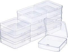 12 Pack Clear Plastic Beads Storage Containers Box with Hinged Lid for Beads and