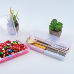 Clear Plastic Storage Container Boxes Box Hinged Lid DIY Arts Crafts Markers Pen
