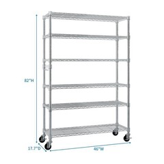 Heavy Duty 6-Tier Metal Shelves Garage Shelving Wire Shelving Unit with Wheels
