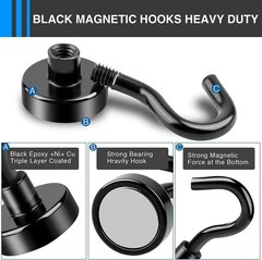 30 pack Magnetic Hooks，30Lbs Magnets with Hooks for Cruise, Black Magnetic Hooks