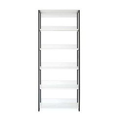 Fiona 32 In. W White Freestanding Wood Closet System Tower with 5 Shelves