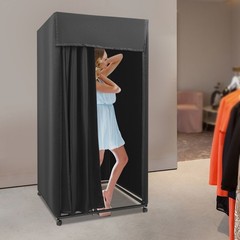 Modern Black Portable Dressing And Movable Fitting Room With 4 Universal Wheels