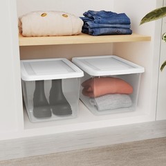 Sterilite 20Qt Storage Boxes, Clear Plastic Containers with Lid, Set of 6, White