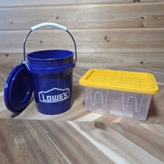 Lowe’s Teeny Tote Mini Storage Container & Lowes Tiny Bucket w/Lid NEW HTF