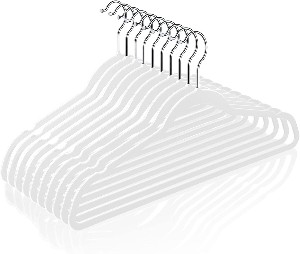 50 Plastic Hangers 17.7 Inch Non-Slip, Space Saving Closet Organizers, Heavy Dut