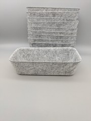 Set of 10 Small Felt Bin Organizers 7 x 3.5 in x H 2in Light Heather Gray