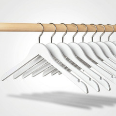 White Wooden Hanger Set of 10 Premium Clothes Hangers with Notches