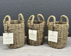 Hearth & Hand Magnolia Small Woven Storage Basket Handles NWT Lot of 3 Boho