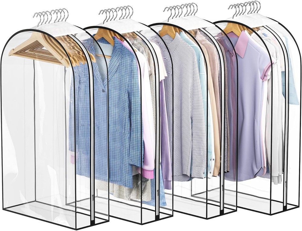 Clear Garment Bags for Hanging Clothes 10” Gusseted, Suit Bags for Closet