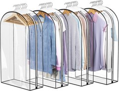 Clear Garment Bags for Hanging Clothes 10” Gusseted, Suit Bags for Closet