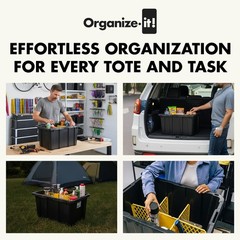 ORGANIZE-IT! 6 Slot Tote Dividers for 27 Gal Storage Containers, Yellow, 4 Pack