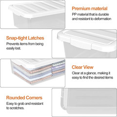 Clear Stackable Storage Bins with Lids, 14 Quart, Set of 2
