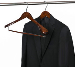 Luxury Wide Shoulder Wooden Hangers 6 Pack, with Locking Bar, Smooth Retro