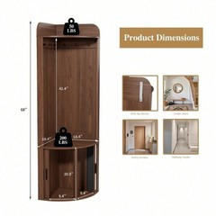 Corner Hall Tree with Storage, Walnut
