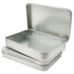 2 Pcs Hinged Tin Box Metal Tins Storage Containers, Silver 4.5×3.3 inch